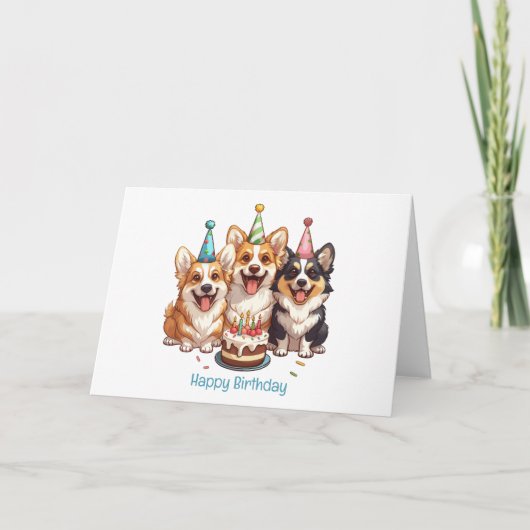 Happy Birthday Corgi Dogs Karte (Vorderseite)