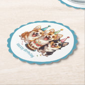 Happy Birthday Corgi Dogs Untersetzer (angewinkelt)