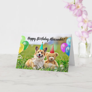 Happy Birthday Corgi Hund Faltenkarte Karte