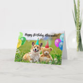 Happy Birthday Corgi Hund Faltenkarte Karte (Vorderseite)