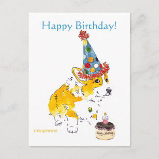 Happy Birthday Corgi Postcard Postkarte