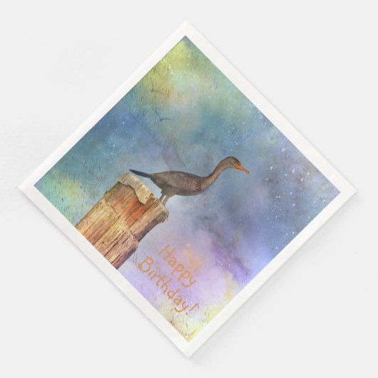 Happy Birthday Cormorant Serviette (Ecke)
