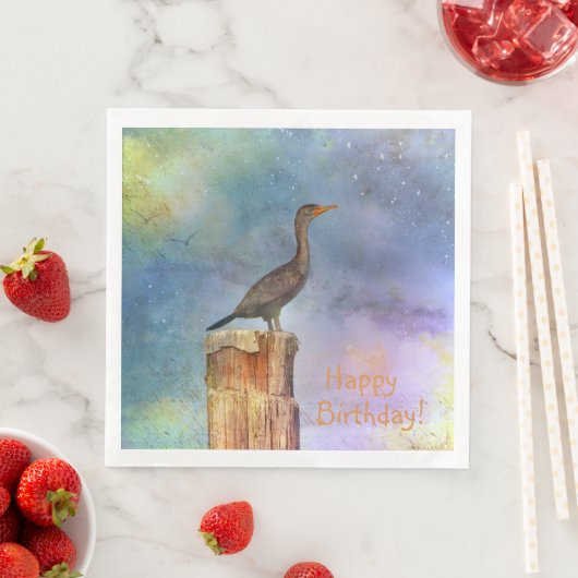 Happy Birthday Cormorant Serviette (Beispiel)