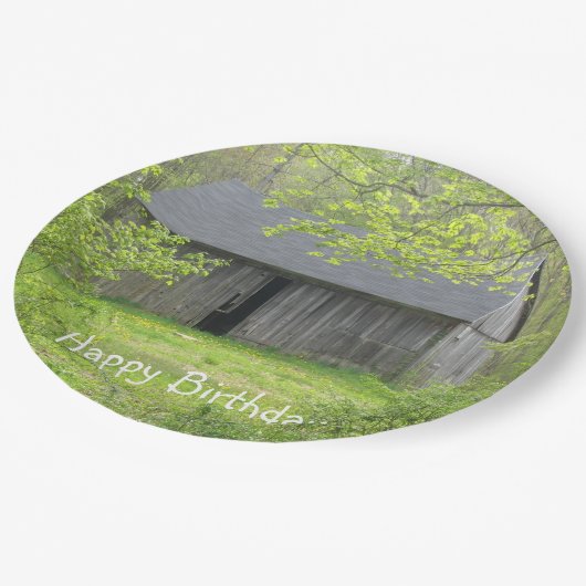 Happy Birthday Country Barn Pappteller (Schrägansicht)