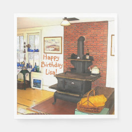 Happy Birthday Country Küche Woodstove Serviette