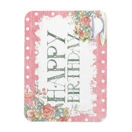 Happy Birthday Country Pink Polka Dot Gift Magnet