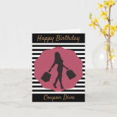 Happy Birthday Coupon Diva Karte (Gelbe Blume)