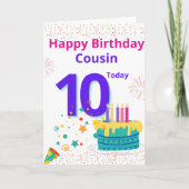 Happy Birthday Cousin - 10 heute Karte (Vorderseite)