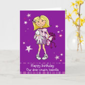Happy Birthday Cousin blonde Girl lila Karte (Gelbe Blume)