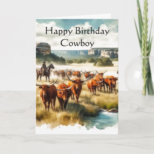 Happy Birthday Cowboy Gruß Karte (Vorderseite)