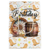 Happy Birthday Cowboy Mittlere Geschenktüte (Rückseite)