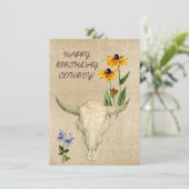 HAPPY BIRTHDAY COWBOY OLD WEST SKULCARD KARTE (Stehend Vorderseite)