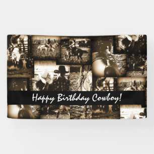 Happy Birthday Cowboy Rodeo Western Theme Party Banner