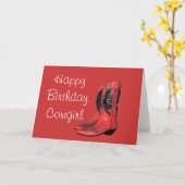 Happy Birthday Cowgirl Boots Red Greeting Card Karte (Gelbe Blume)