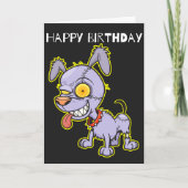 Happy Birthday Cranky Zombie Dog Illustration Karte (Vorderseite)