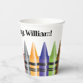 Happy Birthday Crayons Child's Party Paper Cups Pappbecher (Rückseite)