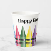 Happy Birthday Crayons Child's Party Paper Cups Pappbecher (Vorderseite)