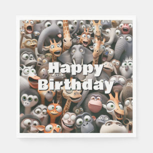 Happy Birthday Crazy Wildlife Group Serviette