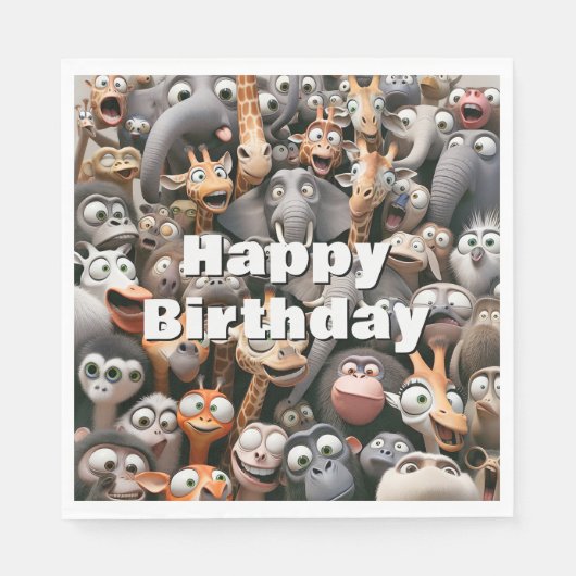 Happy Birthday Crazy Wildlife Group Serviette (Vorderseite)