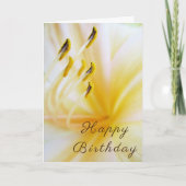 "Happy Birthday" Cream Lily Card Karte (Vorderseite)