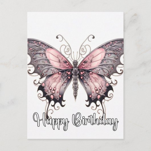Happy Birthday Creative Butterfly Design Feiertagspostkarte (Vorderseite)