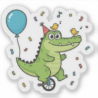 Happy Birthday Crocodile Circus Theme Cartoon Aufkleber
