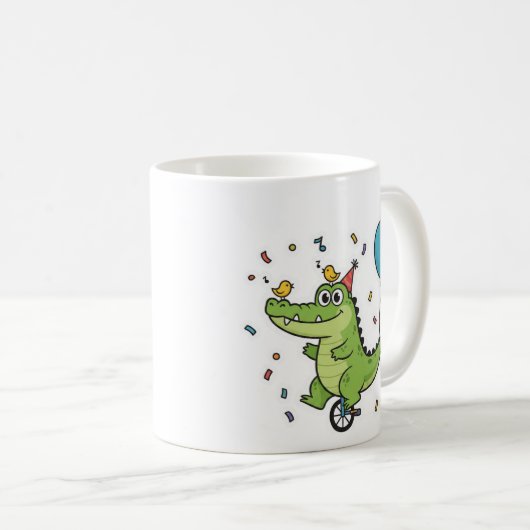 Happy Birthday Crocodile Circus Theme Cartoon Kaffeetasse (VorderseiteRechts)