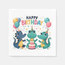 Happy Birthday Crocodiles Serviette
