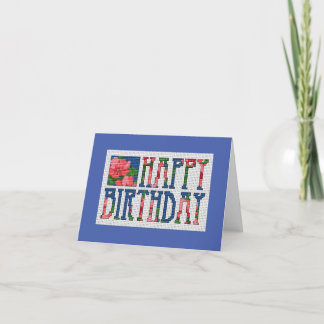 Happy Birthday Cross Stitch Card Dankeskarte