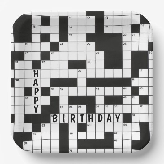 Happy Birthday Crossword Puzzle Pappteller (Vorderseite)