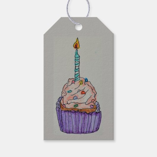 Happy Birthday Cup Cake Gift Tag Geschenkanhänger (Vorderseite)