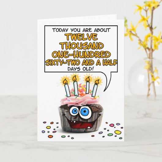 Happy Birthday Cupcake - 33 Jahre Karte (Gelbe Blume)