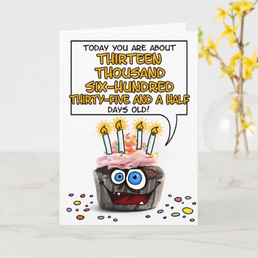 Happy Birthday Cupcake - 37 Jahre Karte (Gelbe Blume)