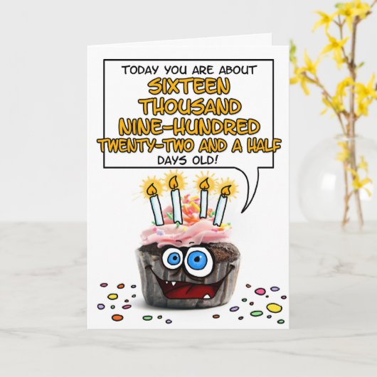 Happy Birthday Cupcake - 46 Jahre Karte (Gelbe Blume)