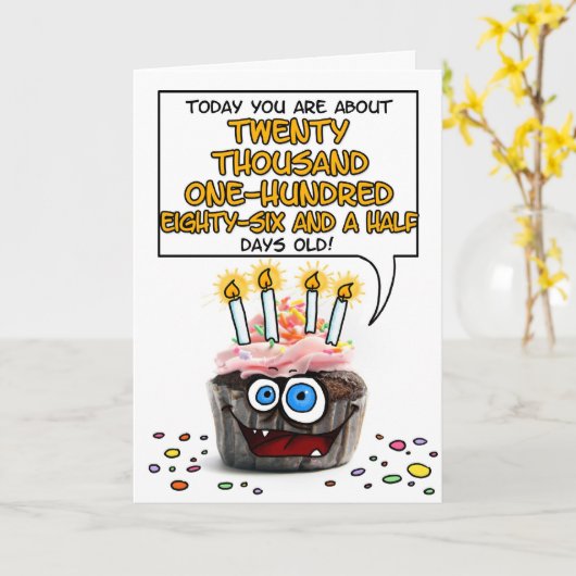 Happy Birthday Cupcake - 55 Jahre Karte (Gelbe Blume)