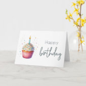 Happy Birthday Cupcake Card Karte (Gelbe Blume)