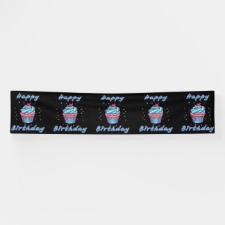 Happy Birthday Cupcake Confetti 2.5x12 Vinyl Banner