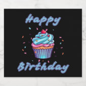 Happy Birthday Cupcake Confetti Schaumweinetikett (Einzelnes Label)