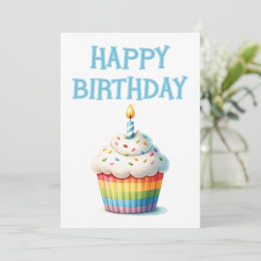 Happy Birthday Cupcake Feiertagskarte (Stehend Vorderseite)