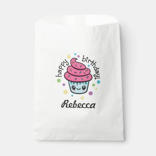 Happy Birthday Cupcake Gefallen Tasche Geschenktütchen (Vorderseite)