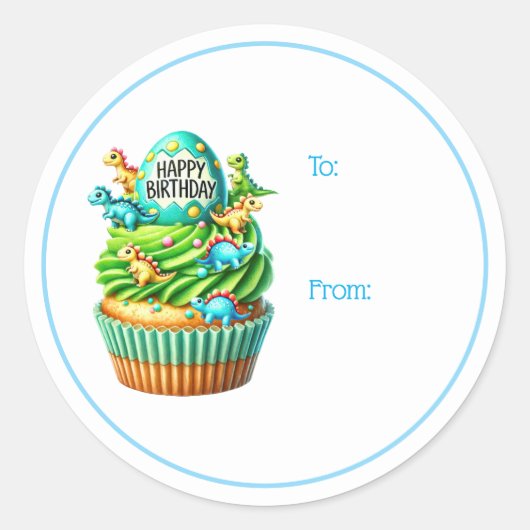 Happy Birthday Cupcake Geschenkanhänger Aufkleber (Vorderseite)