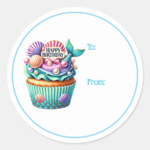 Happy Birthday Cupcake Geschenkanhänger Aufkleber