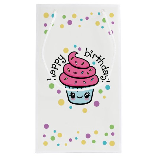Happy Birthday Cupcake Geschenktasche Kleine Geschenktüte (Rückseite)