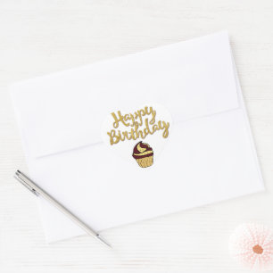Happy Birthday Cupcake Heart Sticker