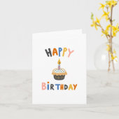 Happy Birthday Cupcake Karte (Gelbe Blume)