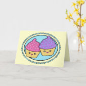 Happy Birthday Cupcake Kawaii Card Karte (Gelbe Blume)