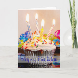 Happy Birthday Cupcake mit Kerzen Karte