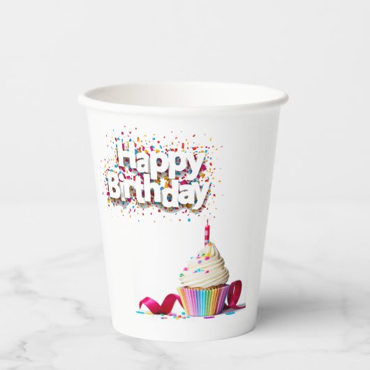 Happy Birthday Cupcake Paper Cups Pappbecher (Vorderseite)