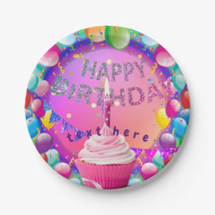 Happy Birthday Cupcake Pappteller