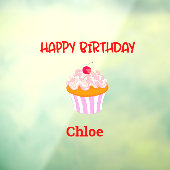 Happy Birthday Cupcake Personalisiert mit Name  Fensteraufkleber (Blatt 3)